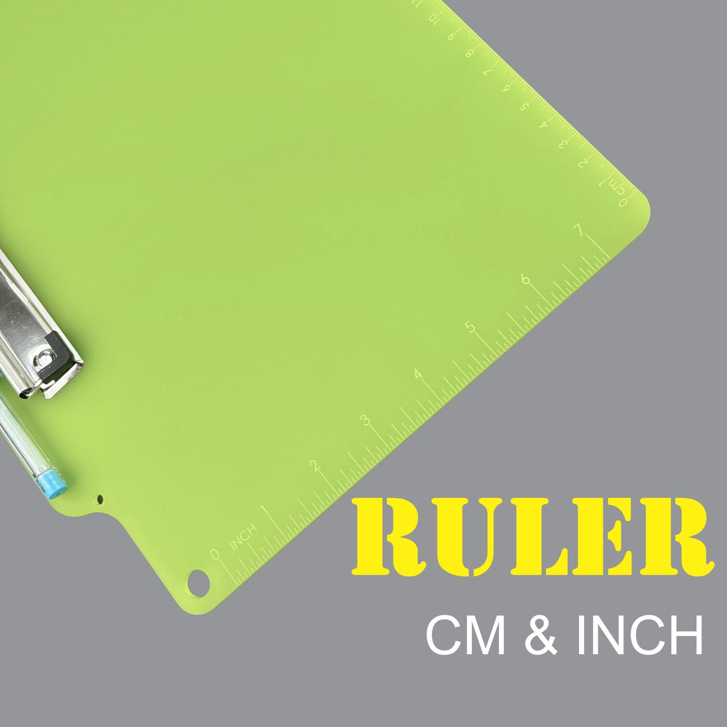A4 document landscape clipboard with ruler and pen holder