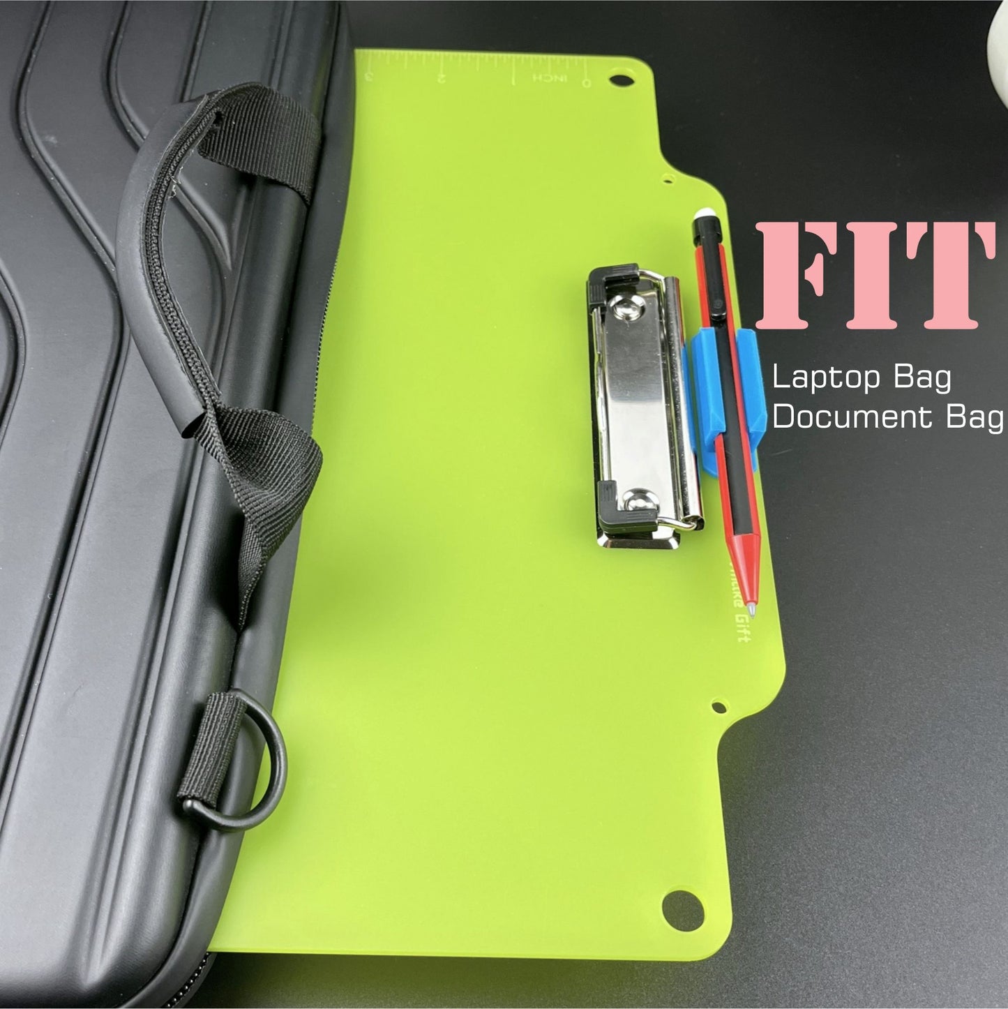 A4 document landscape clipboard with ruler and pen holder