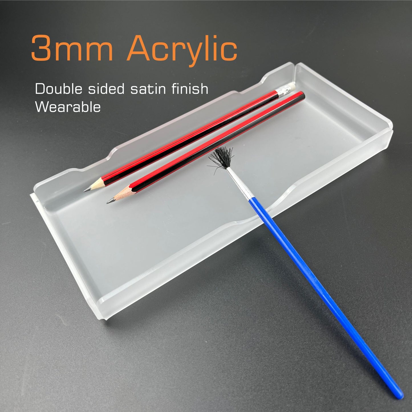 acrylic pen pencil tray holder with custom engraving | standard size