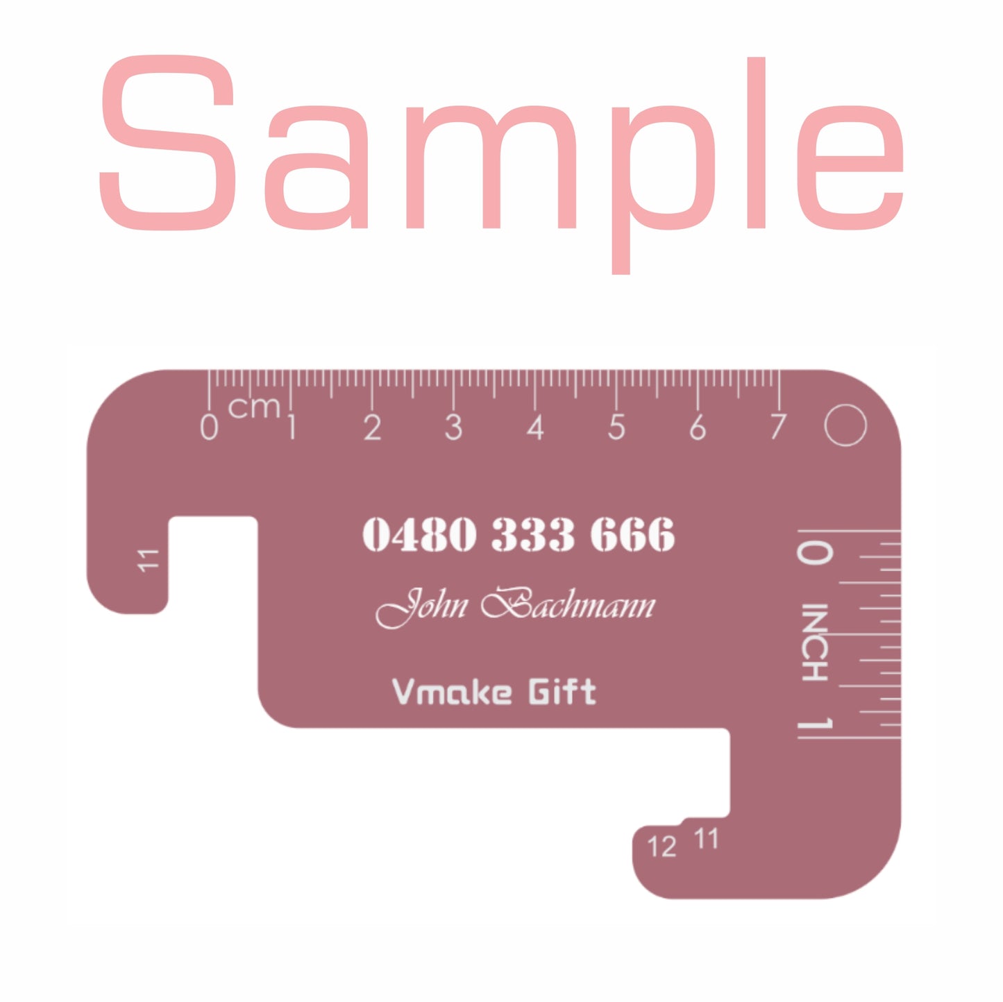 mobile cell phone stand holder tag, clear acrylic, mini ruler