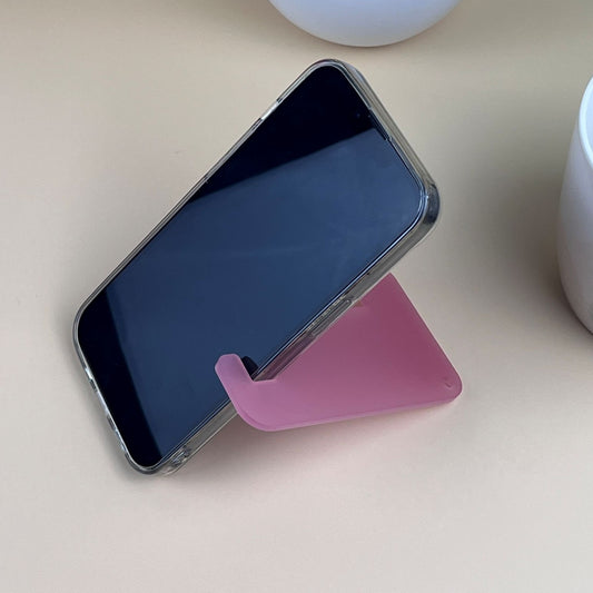 mobile cell phone stand holder tag, clear acrylic, mini ruler