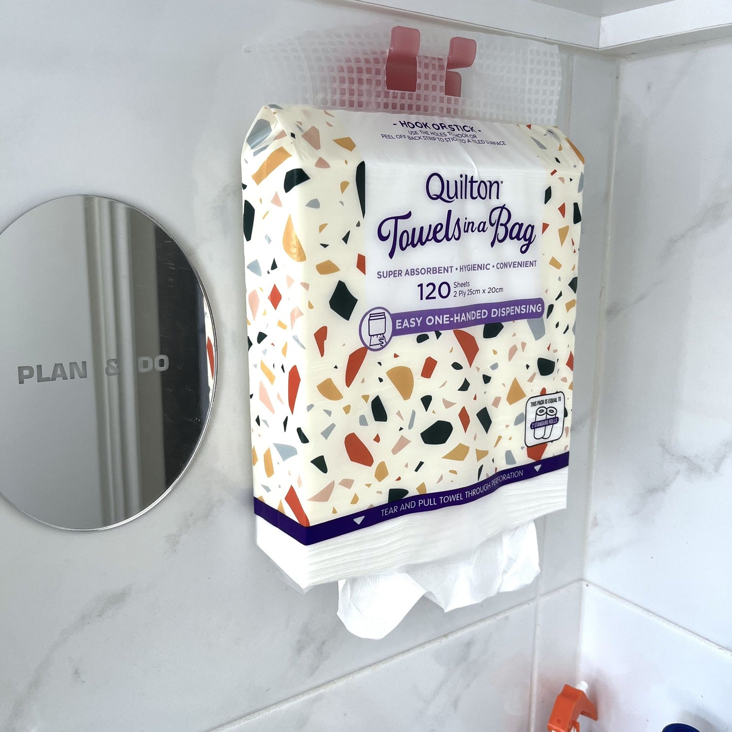 Quilton towel in a bag acrylic wall holder